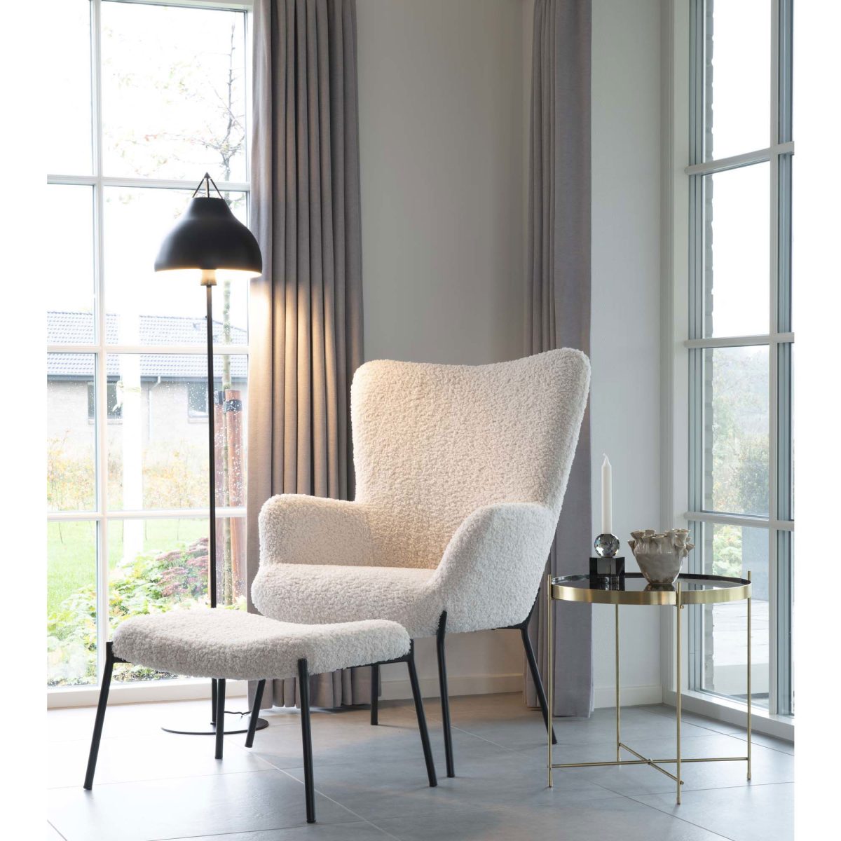 Salontafel Venezia - Salontafel van messingkleurig staal met glas Ø48xh48cm - Afbeelding 5