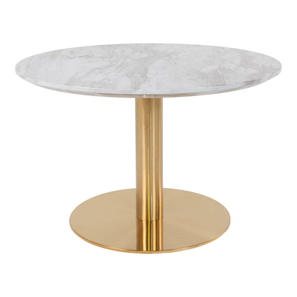 Salontafel Bolzano - Salontafel met bovenblad in marmerlook en messing onderstel Ã¸70x45cm
