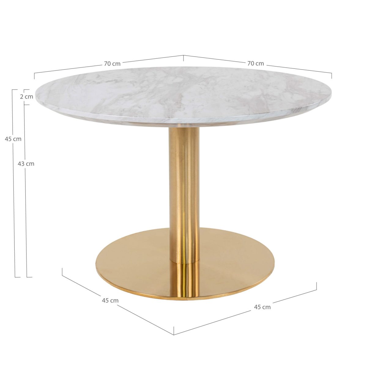 Salontafel Bolzano - Salontafel met bovenblad in marmerlook en messing onderstel Ã¸70x45cm - Afbeelding 5