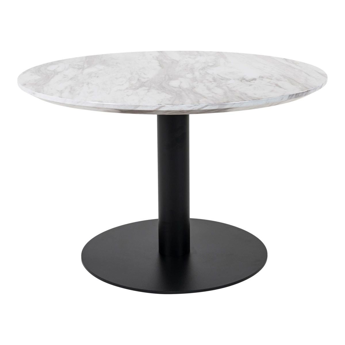 Salontafel Bolzano - Salontafel met bovenblad in marmerlook en zwarte voet Ø70x45cm - Afbeelding 1