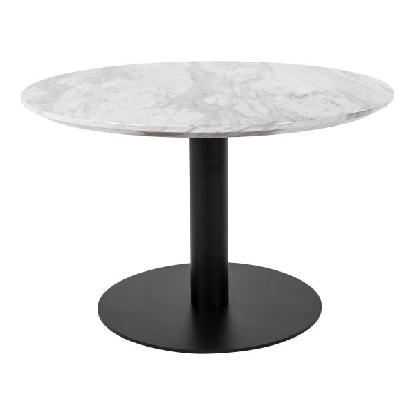 Salontafel Bolzano - Salontafel met bovenblad in marmerlook en zwarte voet Ø70x45cm