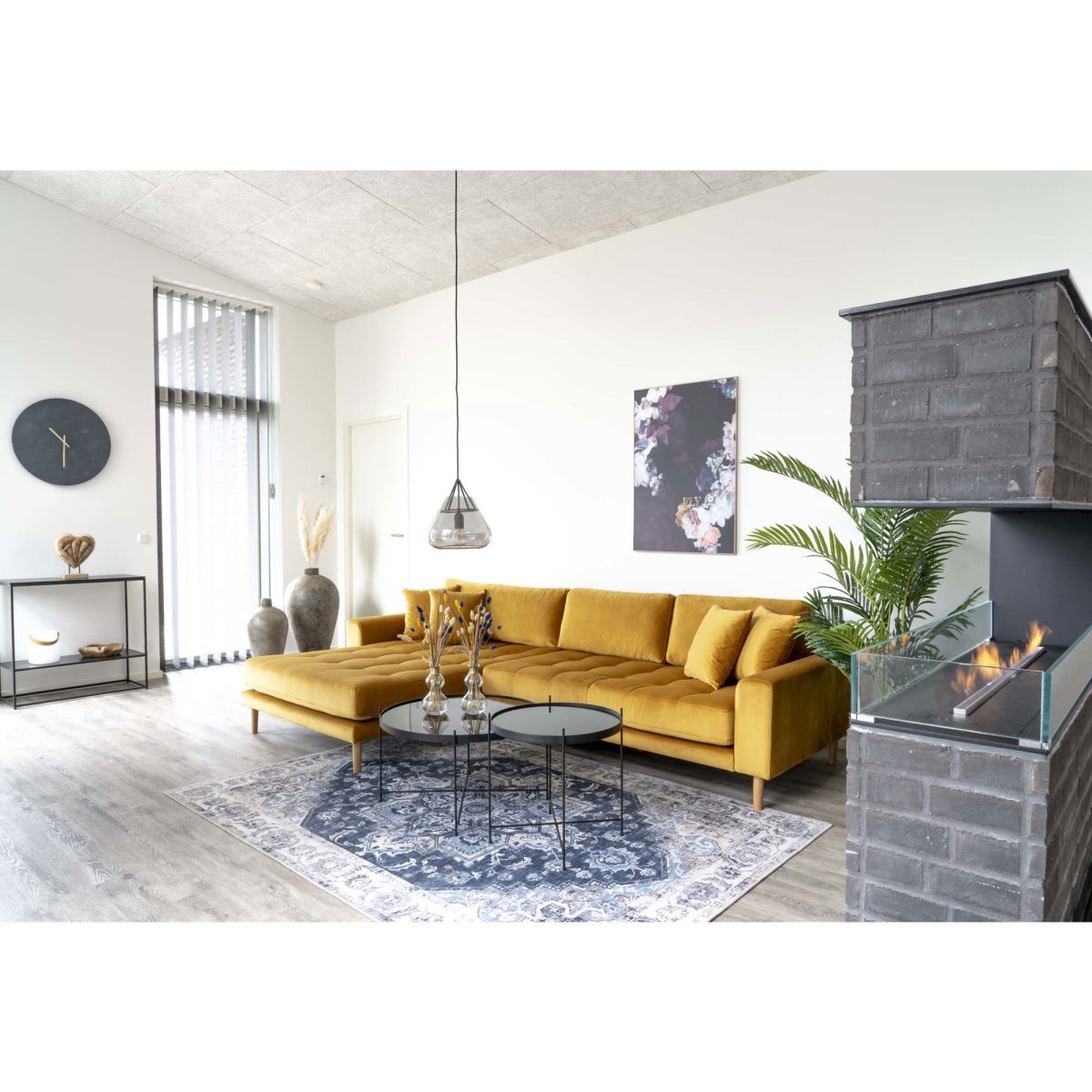 Salontafel Venezia - Salontafel van zwart gepoedercoat staal met glas Ã¸70xh40cm - Afbeelding 2