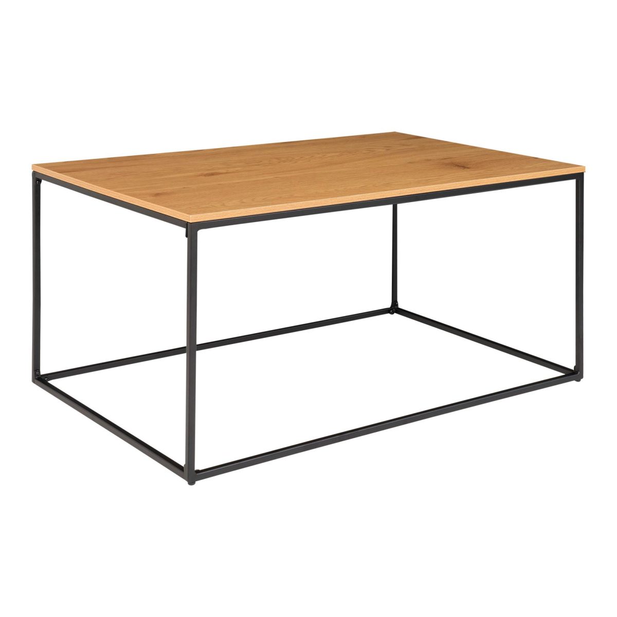 Salontafel Vita - Salontafel met zwart frame en bovenblad met eikenhouten uitstraling 90x60x45 cm - Afbeelding 3