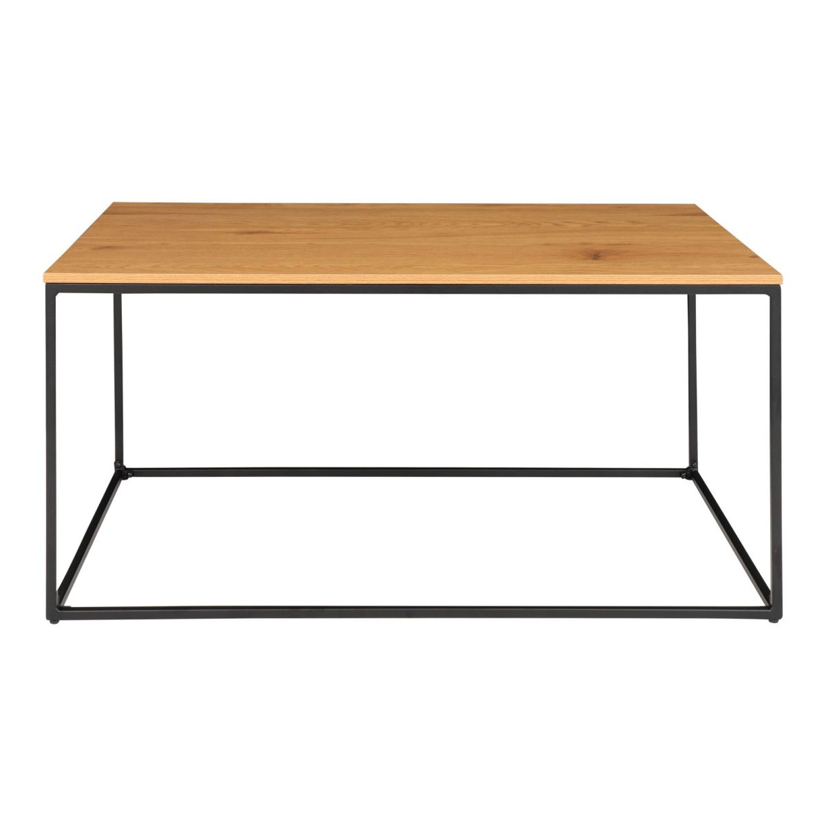 Salontafel Vita - Salontafel met zwart frame en bovenblad met eikenhouten uitstraling 90x60x45 cm - Afbeelding 5