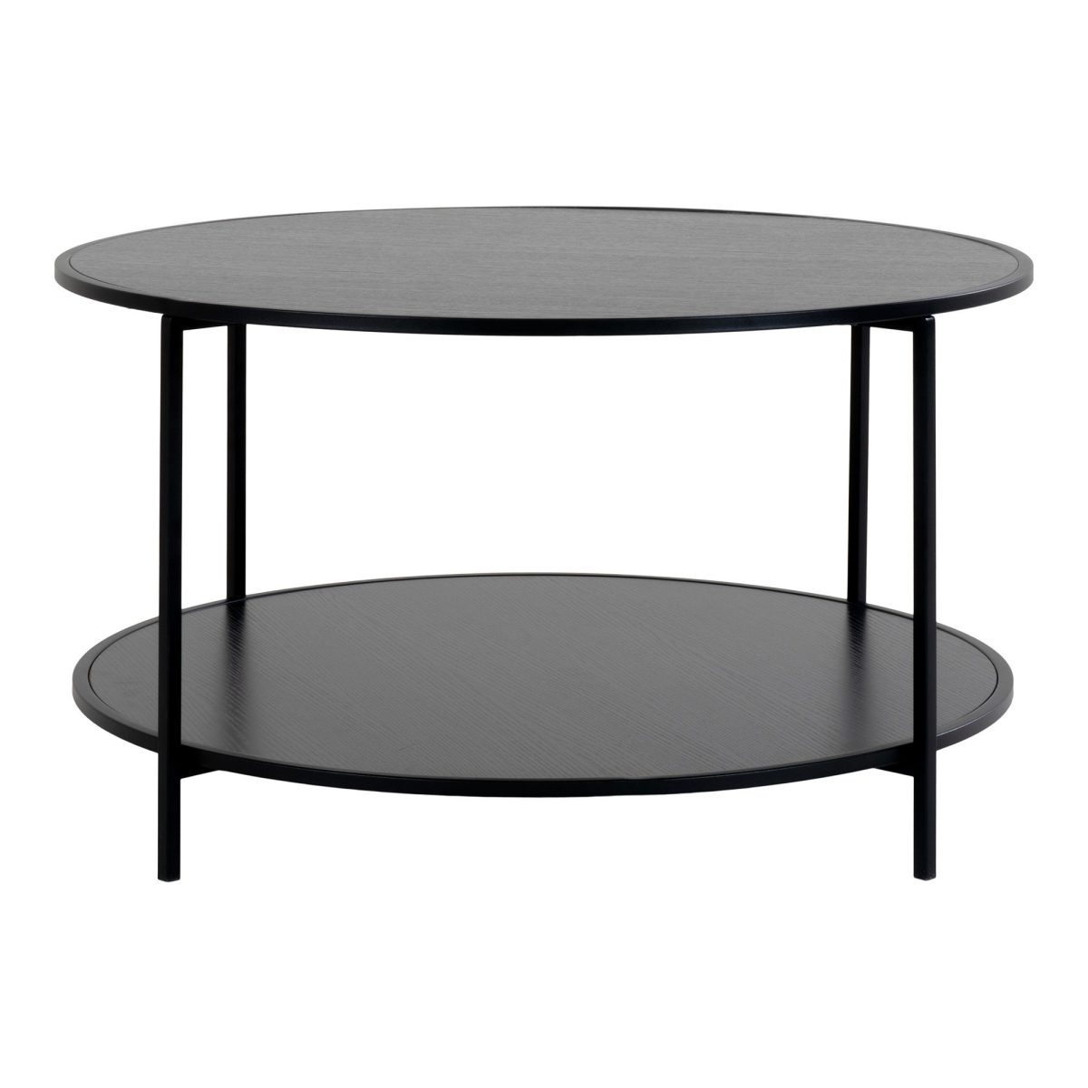 Vita salontafel - Ronde salontafel met zwart frame en zwarte bladen Ã¸80x45 cm - Afbeelding 3