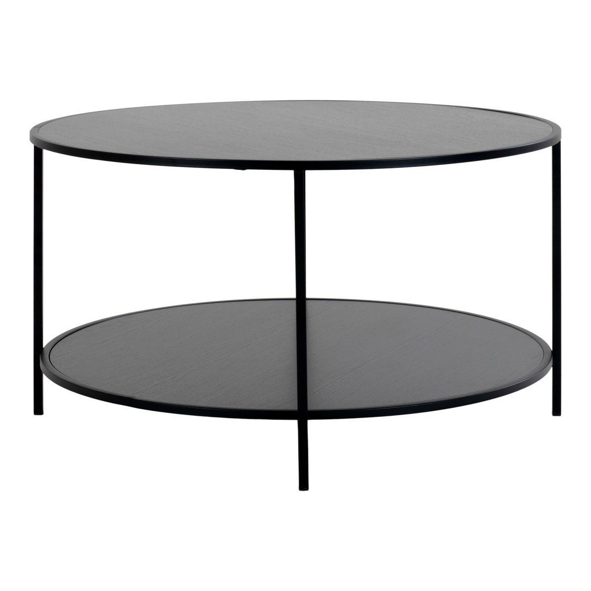 Vita salontafel - Ronde salontafel met zwart frame en zwarte bladen Ã¸80x45 cm - Afbeelding 4