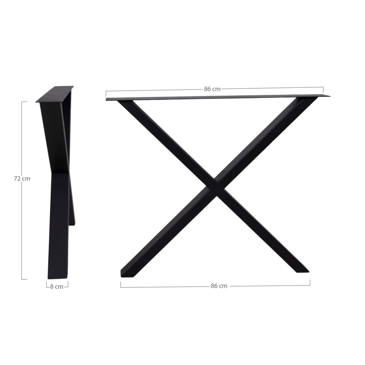 Nimes Poten voor eettafel - Poten voor eettafel gepoedercoat in zwart Design X - Afbeelding 4