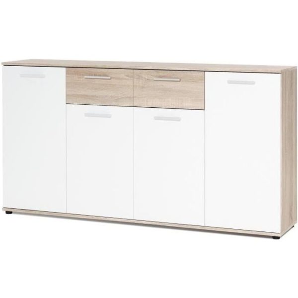 JACKY Klassiek wit dressoir met mat eiken afwerking - B 160 cm
