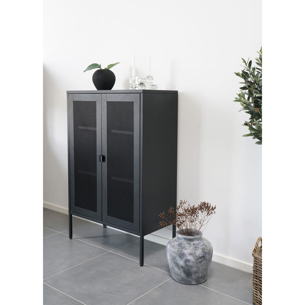 Melbourne Displaykast - Displaykast in zwart met gaasdeur - Afbeelding 2