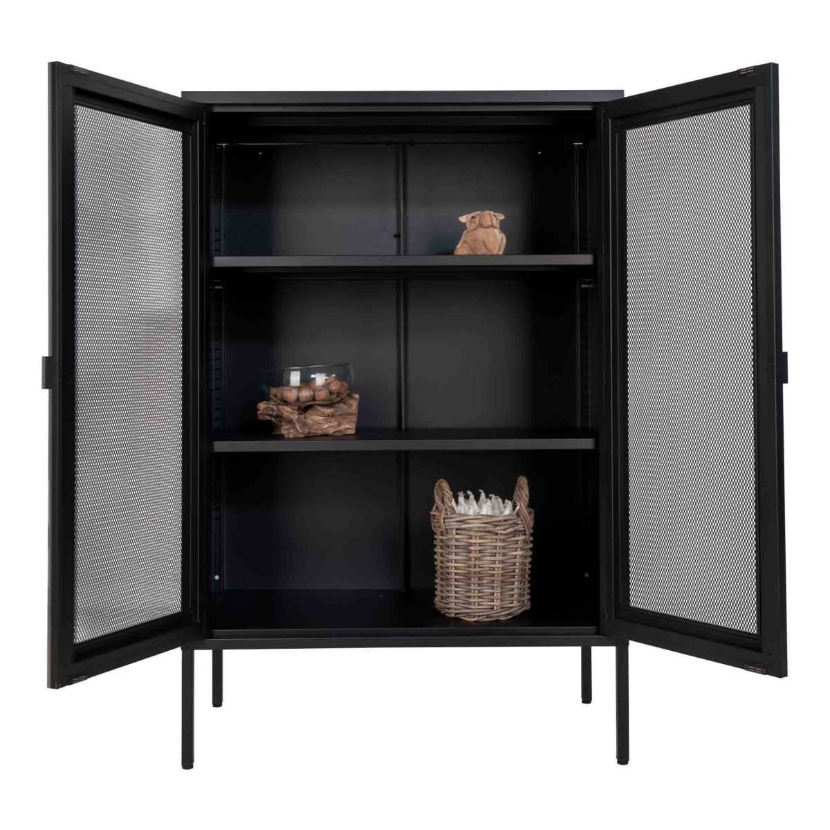 Melbourne Displaykast - Displaykast in zwart met gaasdeur - Afbeelding 5