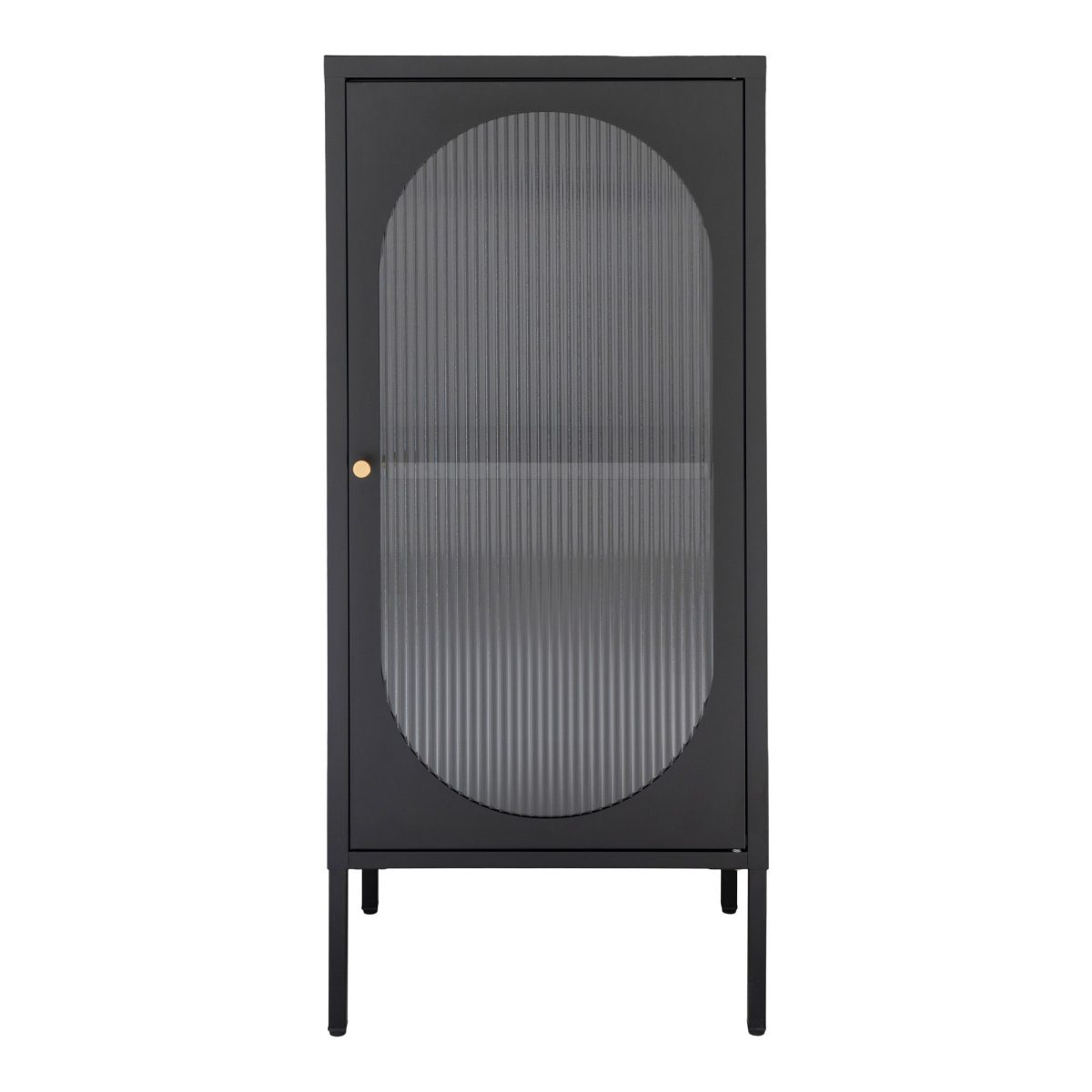 Adelaide Vitrinekast - Vitrinekast in zwart met geribbelde glazen deur 35x50x110 cm - Afbeelding 1