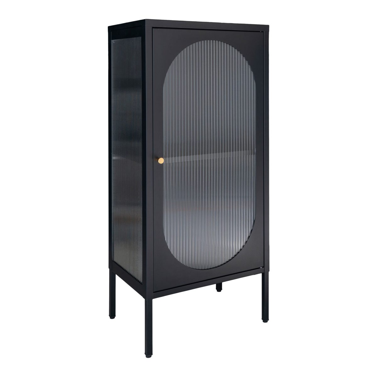 Adelaide Vitrinekast - Vitrinekast in zwart met geribbelde glazen deur 35x50x110 cm - Afbeelding 3