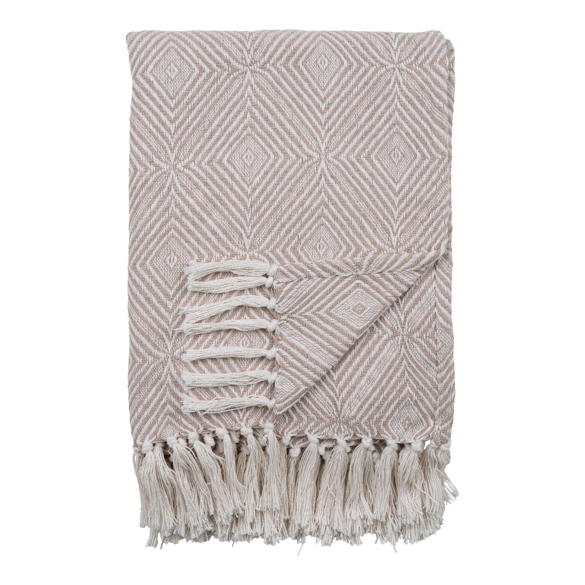 Plaid in katoen, ivoor/beige, design B, 130x160 cm - Afbeelding 1