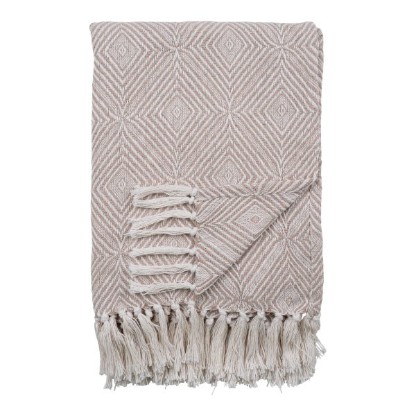 Plaid in katoen, ivoor/beige, design B, 130x160 cm