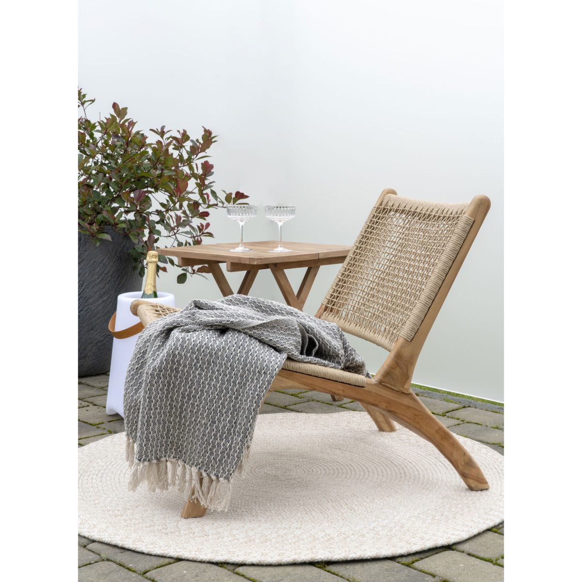 Menorca tapijt - tapijt van 100% gerecycled plastic, zand, Ø120 cm - Afbeelding 4