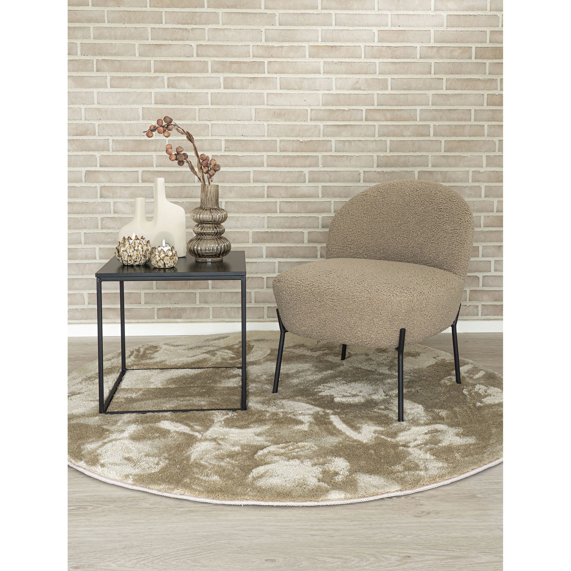 3981416-2.jpg Miami Tapijt - Tapijt, rond, zandkleur, Ø160 cm - Afbeelding 3