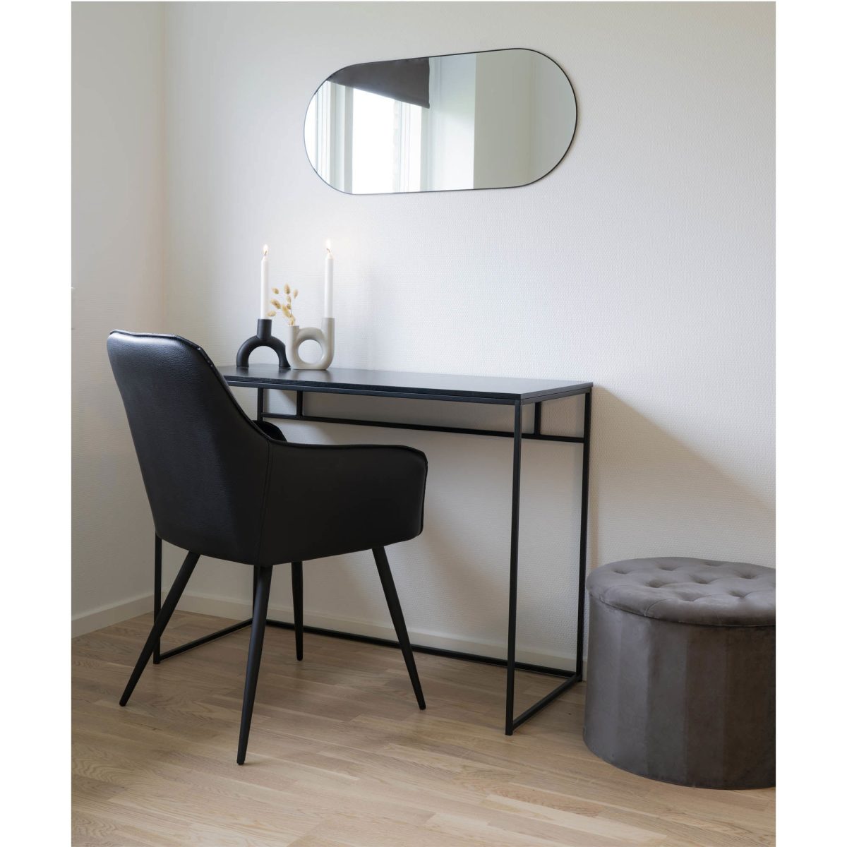 Ovale spiegel met zwarte lijst 35x80 cm - Afbeelding 2