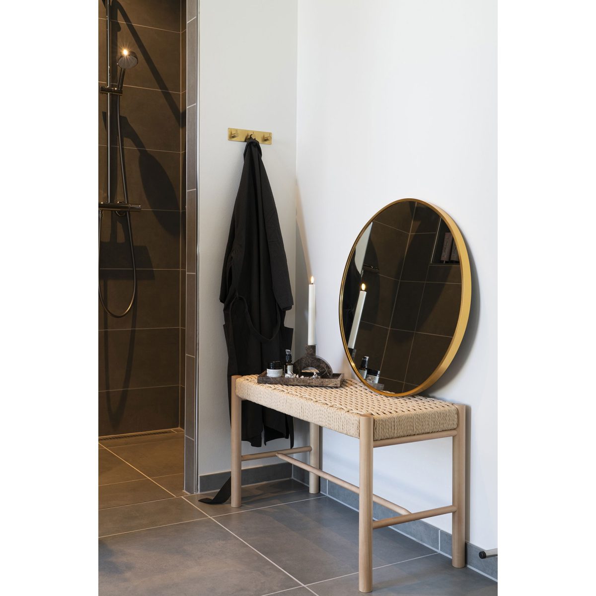 Madrid Spiegel - Spiegel met messing-look frame Ã˜60 cm - Afbeelding 4