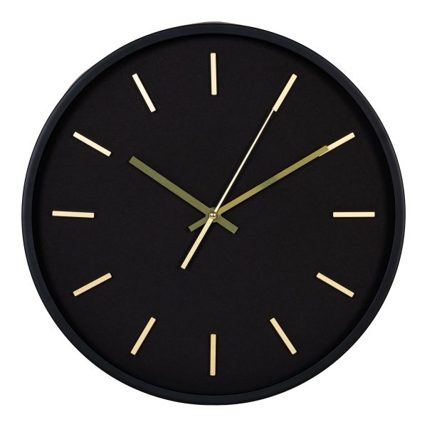 Kensington Wandklok - Wandklok, zwart, stille beweging, rond ø35 cm
