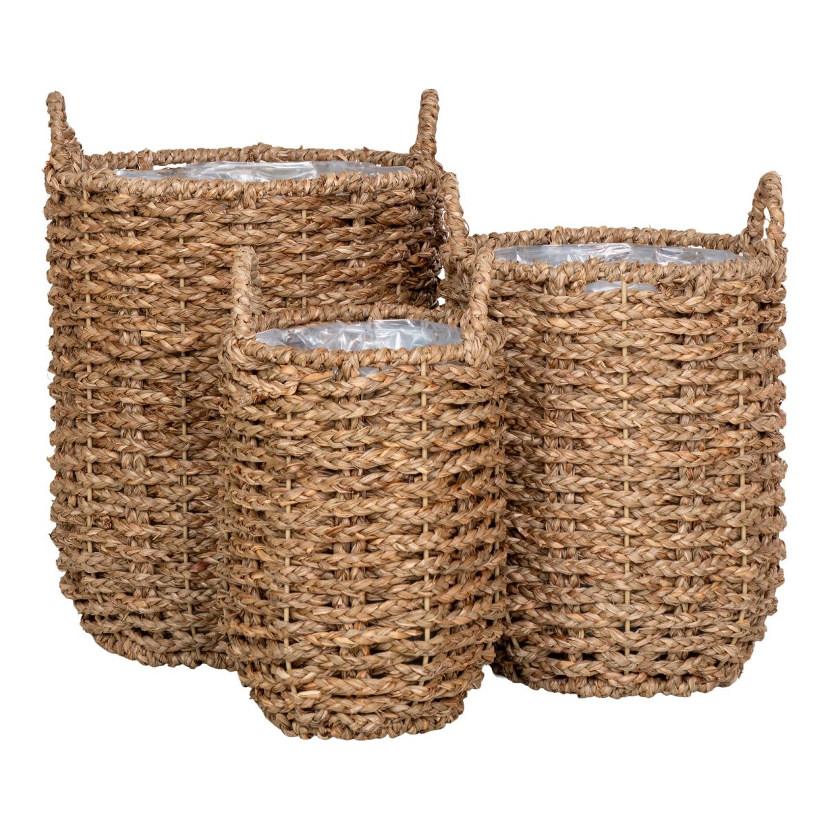 Hue Planter - Bloempot, zeegras, rond, natuurlijk, set van 3 - Afbeelding 1