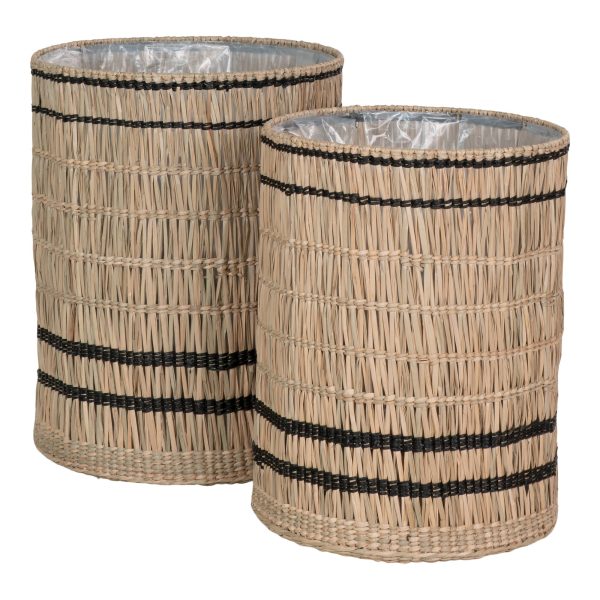 Vinh Bloempot - Bloempot, zeegras, rond, natuurlijk, set van 2