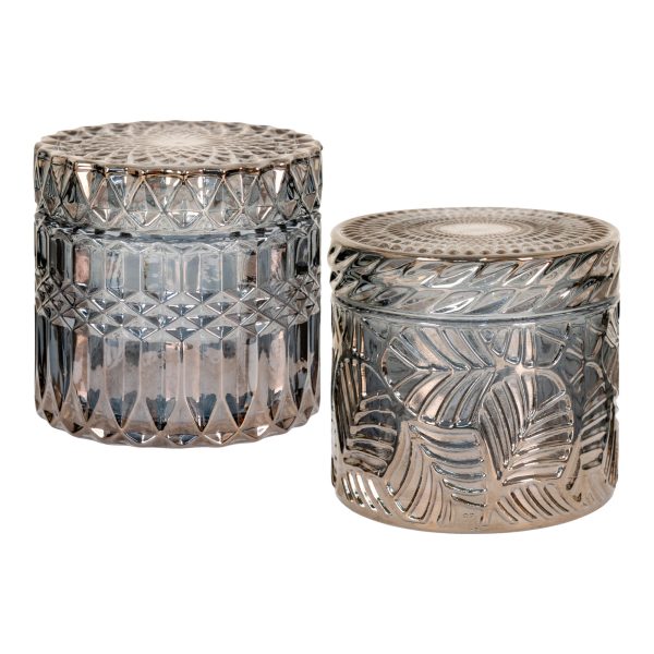 Potten in gerookt glas - Set van 2 potten