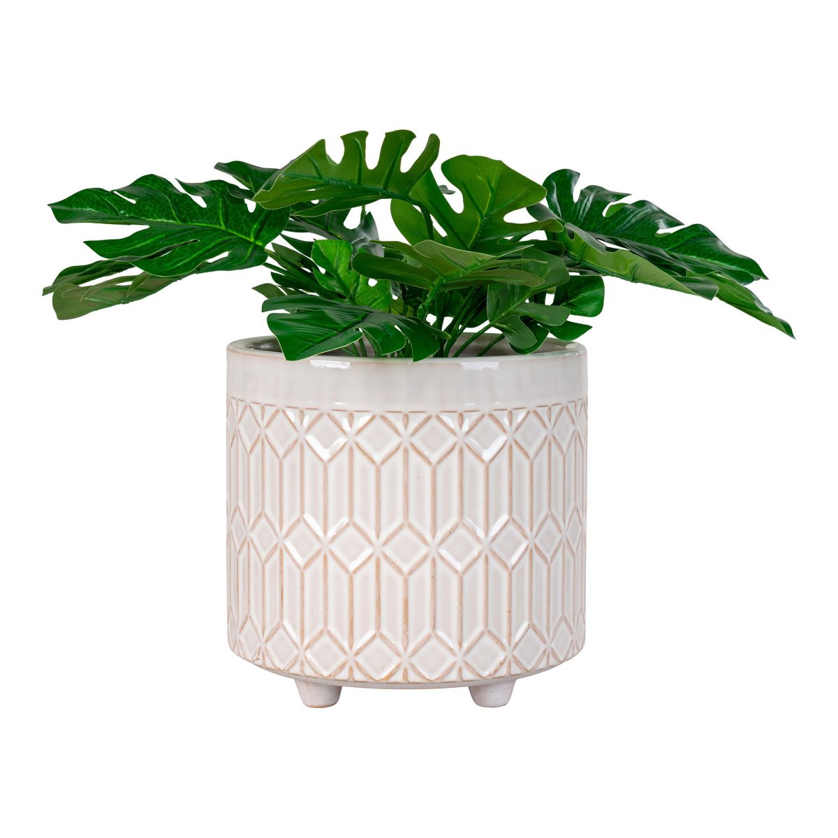 Keramische Bloempotten - Bloempot in wit keramiek medium Ø15,5x16 cm - Afbeelding 2