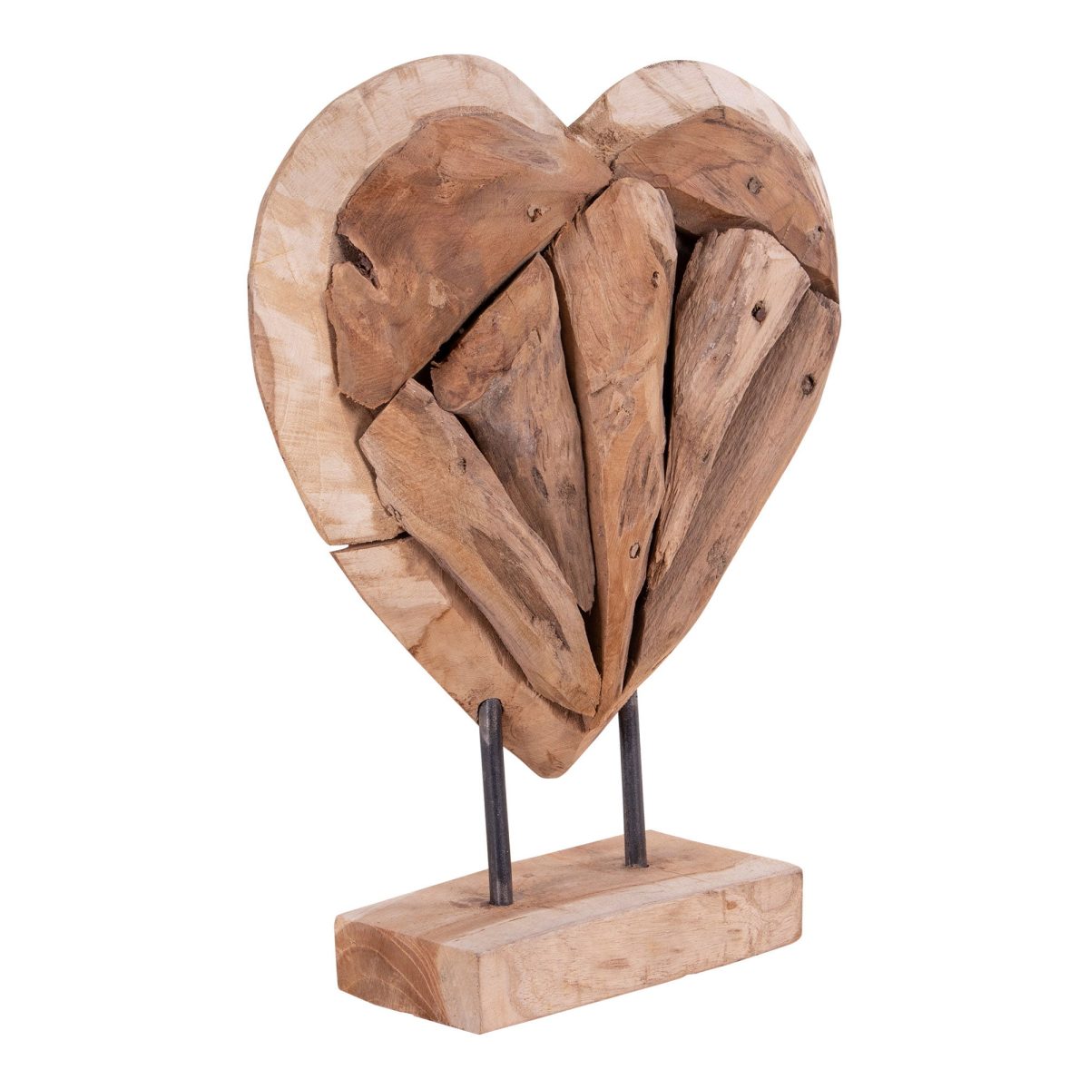 Almada Hart - Decoratiehart in teak. - Afbeelding 2