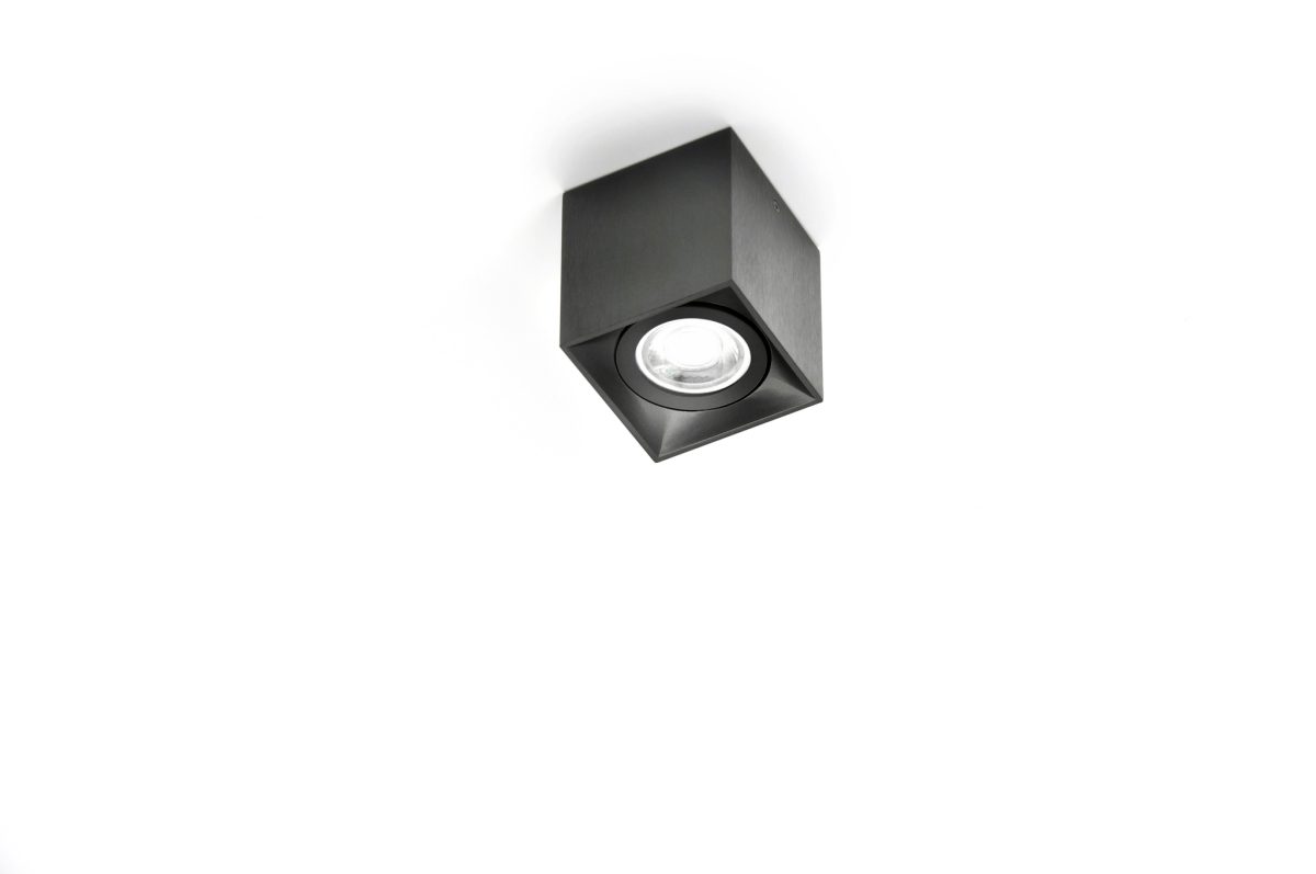 Dau 80 plafondlamp GU10 Geborsteld zwart aluminium - Afbeelding 1