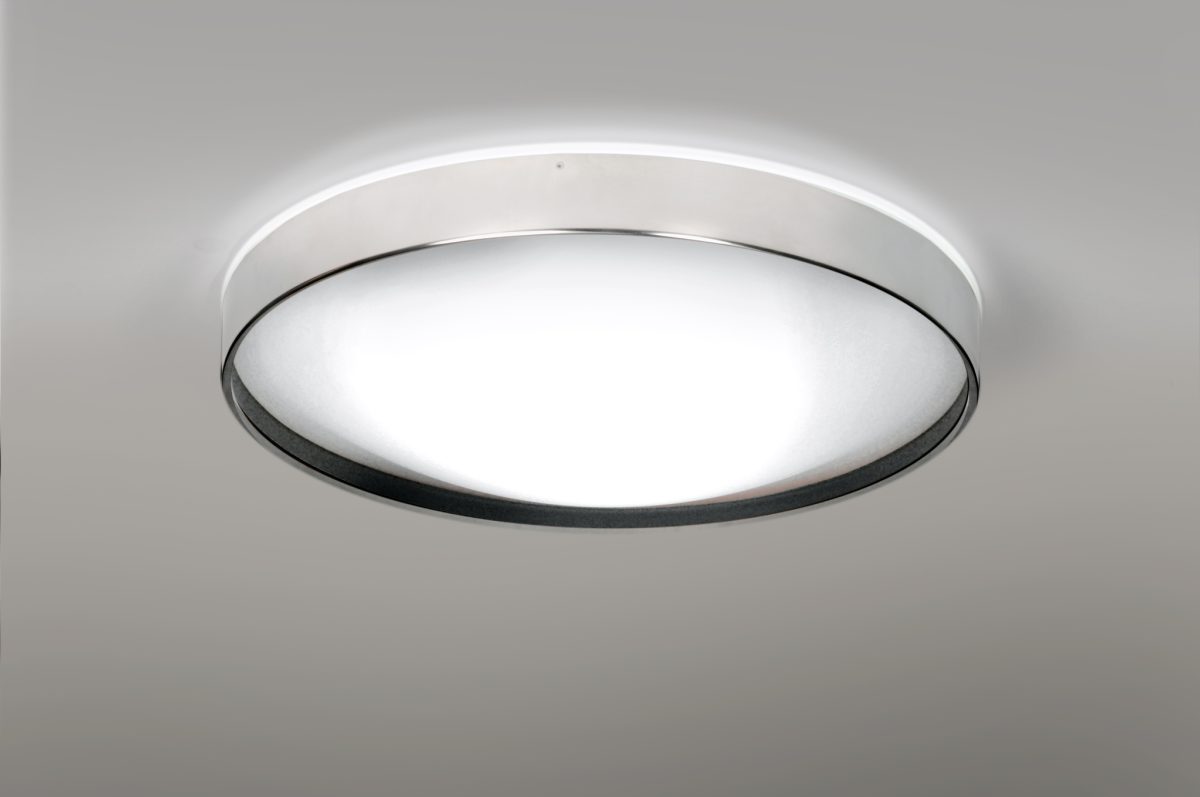 Alina plafondlamp @ 37 cm 2 x E27 Glanzend chroom + zwart gestructureerd interieur - Afbeelding 1