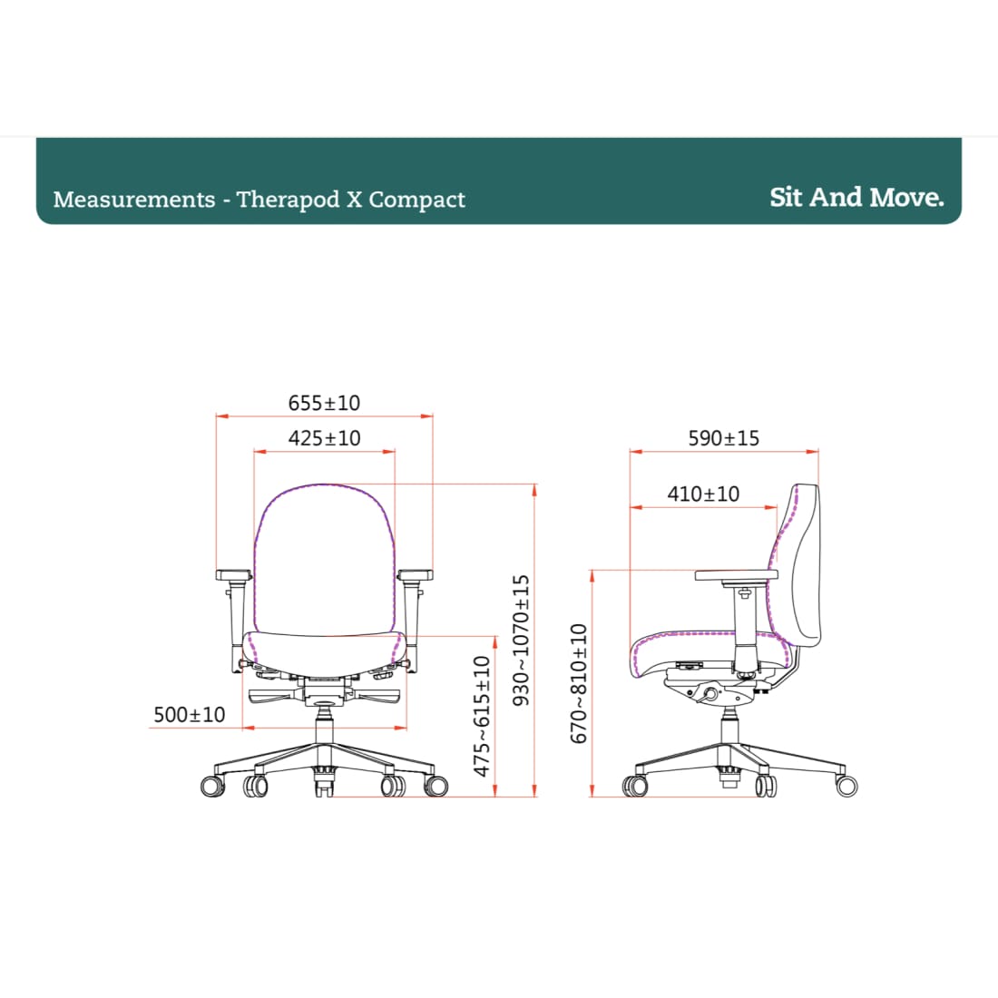7000010C-3.jpg Zitten en bewegen Therapod X Compact Zwart - Bureaustoel Wolvilt Fenice - Afbeelding 4