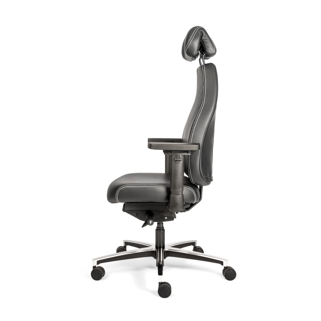 7000024C-3.jpg Hoofdsteun - Bureaustoel Zwart leder - Afbeelding 4