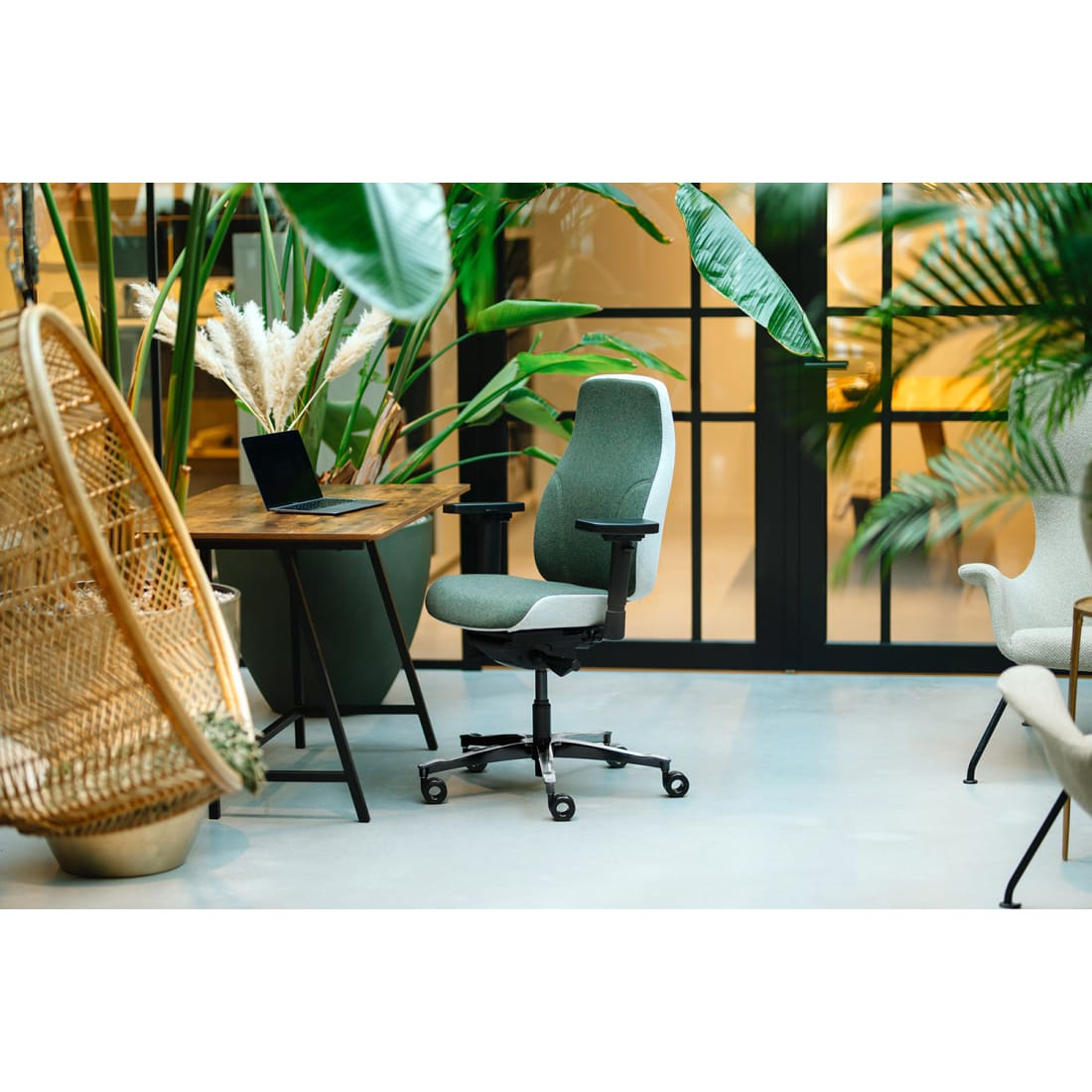 7000187C-10.jpg Bureaustoel Facet Wol Olive/Ashgrey - Afbeelding 11