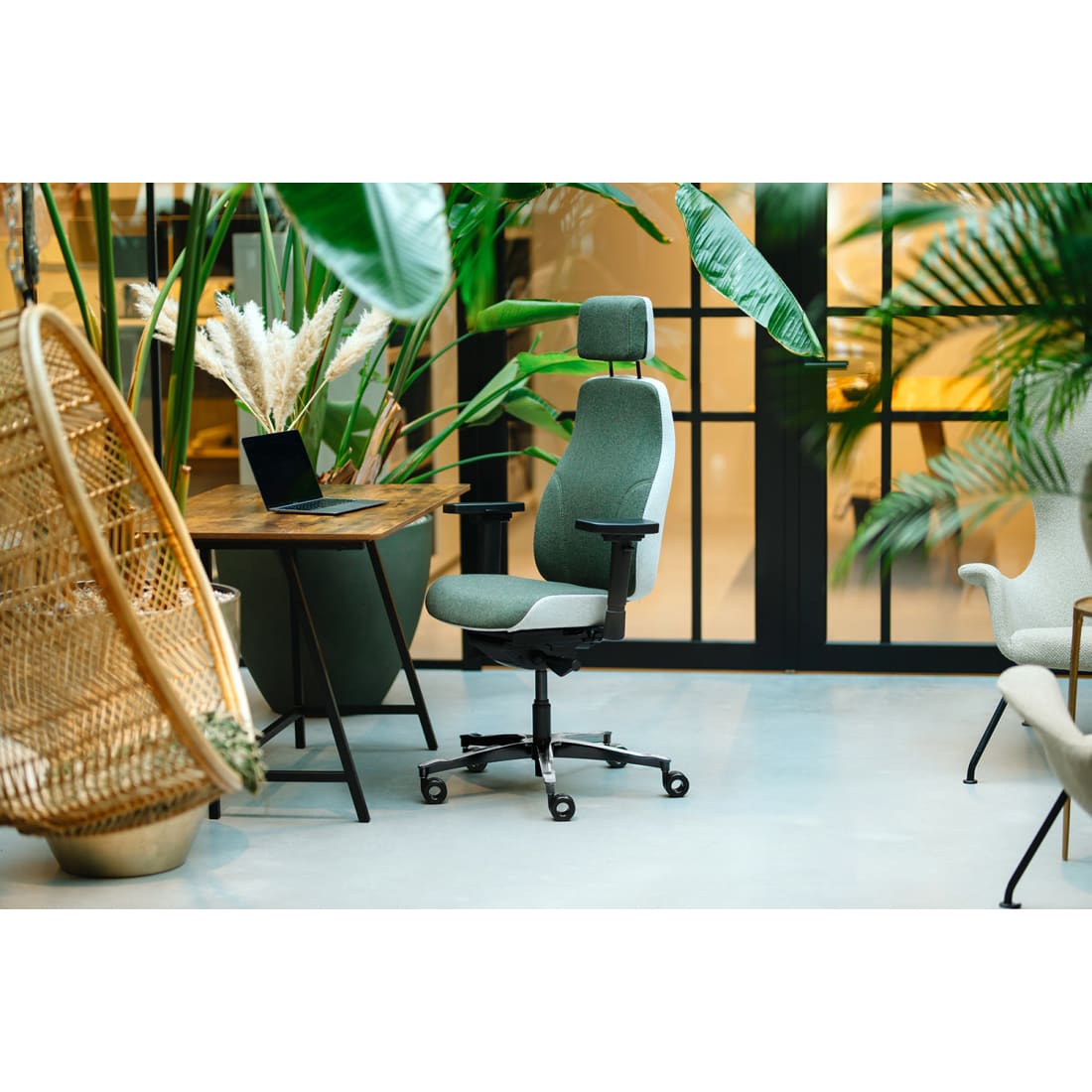7000191C-10.jpg Bureaustoel Facet Wol Olive/Ashgrey - Afbeelding 11