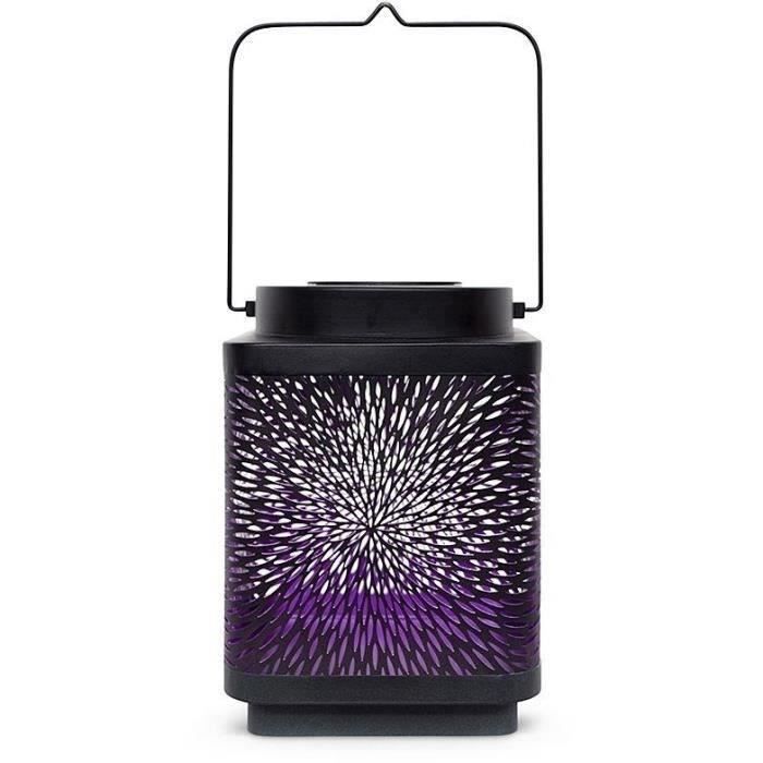70703226-1.jpg Lantaarn op zonne-energie - GARDEN ID Attract - Paars 16 x 16 h23 cm - 6 tot 8 uur autonomie - Mobiel - Aan/uit knop. - Afbeelding 2