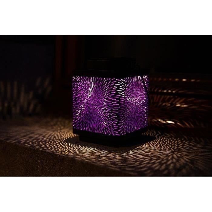 70703226-2.jpg Lantaarn op zonne-energie - GARDEN ID Attract - Paars 16 x 16 h23 cm - 6 tot 8 uur autonomie - Mobiel - Aan/uit knop. - Afbeelding 3