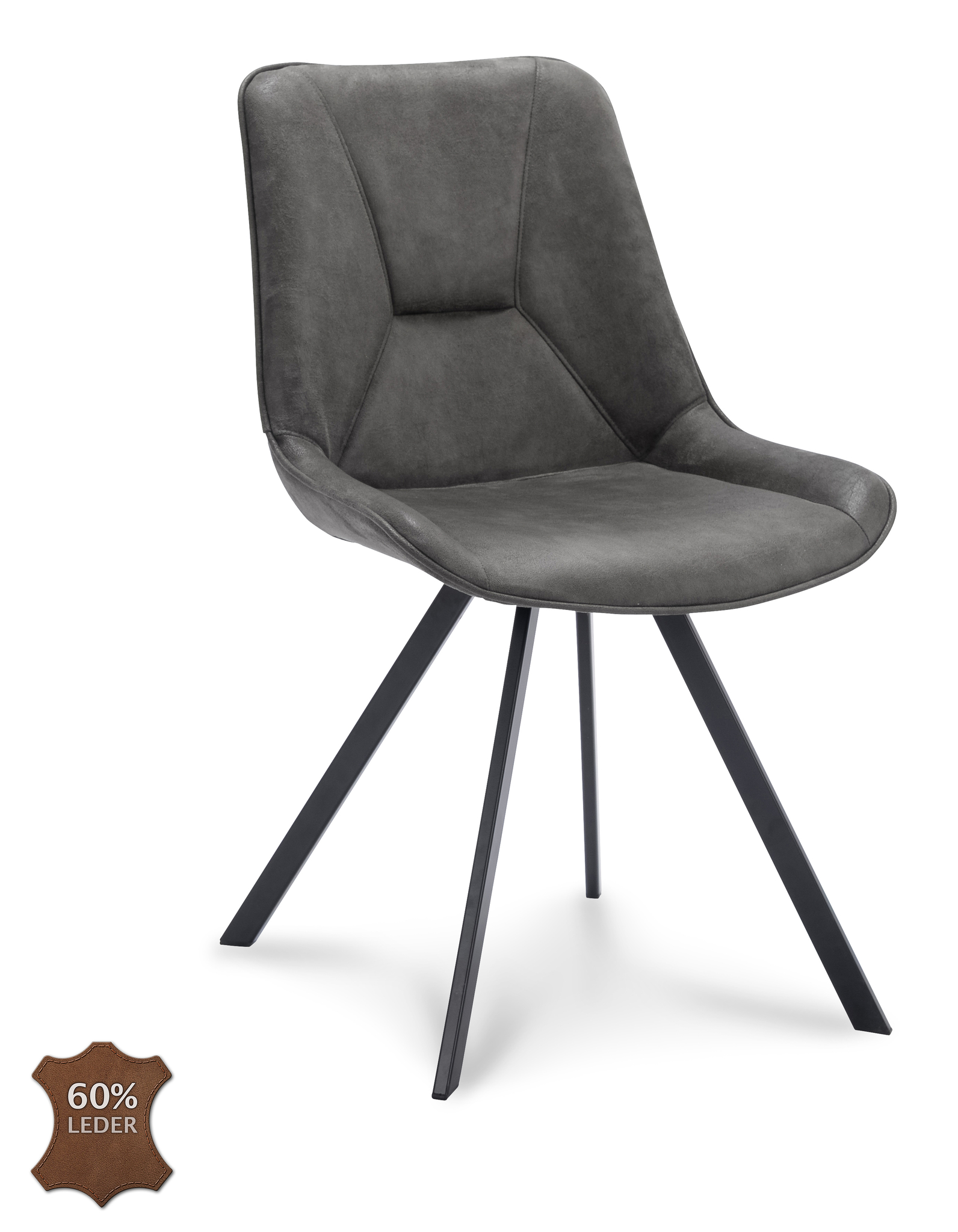 831625-0.jpg Stoel Blake Microleder Bull Graphite 66 Poot Zwart - Afbeelding 1