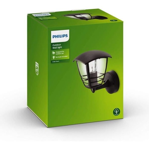CREEK-Wandmontage Buitenlamp H20cm Zwart Philips