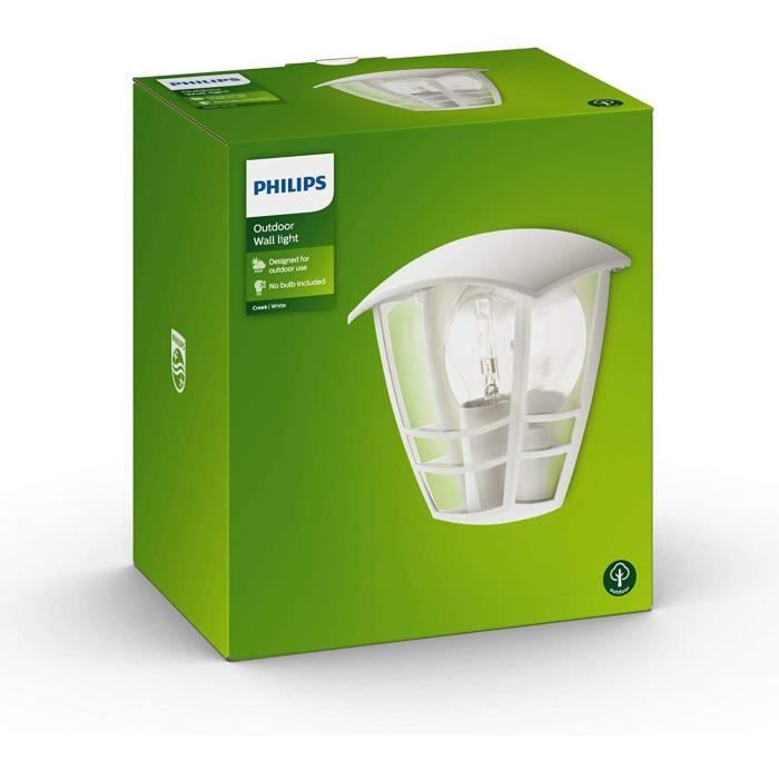 8718291443537-0.jpg CREEK-Wandlamp buiten Metaal H19,5cm Wit Philips - Afbeelding 1