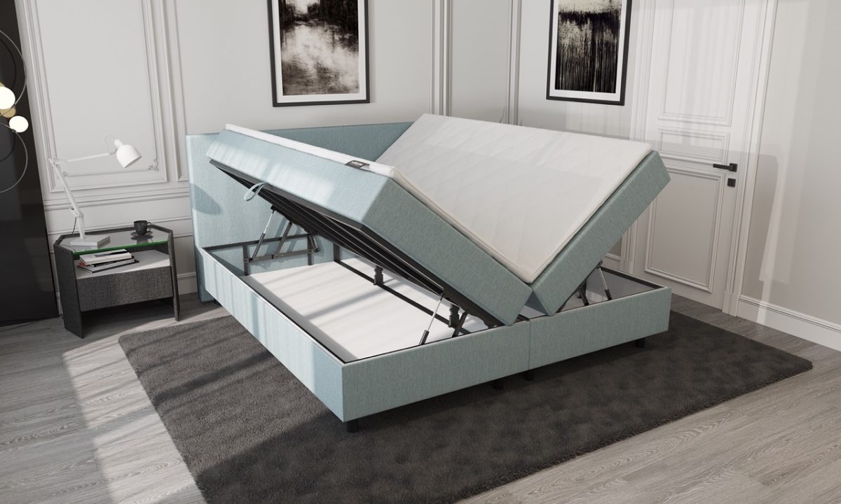 Mörgenn Opberg Boxspring Blauw 140x210 - Afbeelding 4