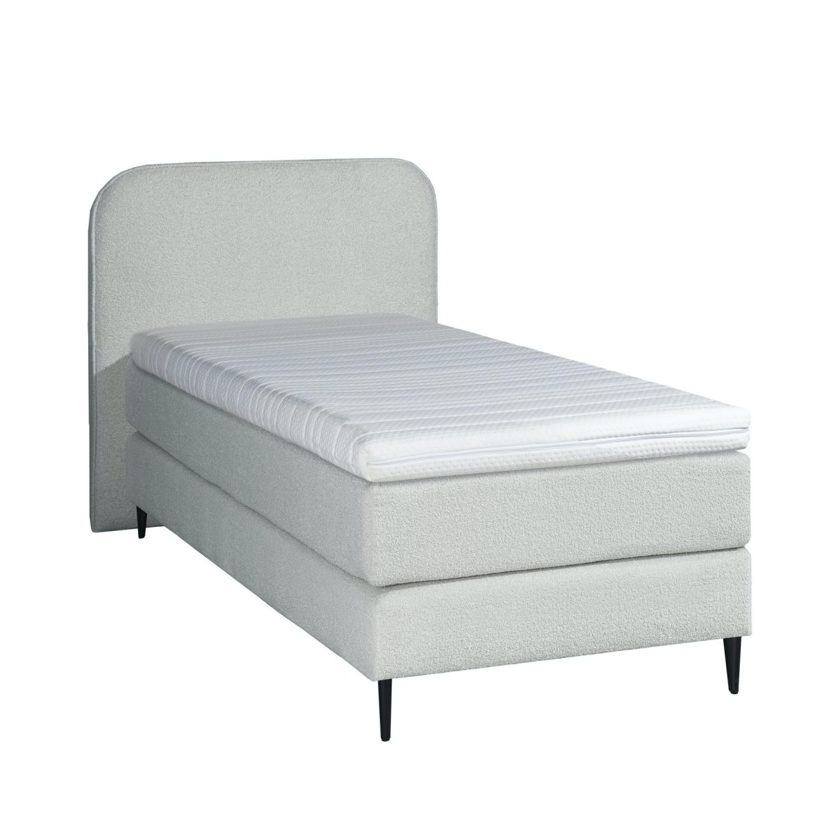 Mörgenn Bouclé Eenpersoons Boxspring Wit 90x210 - Afbeelding 1