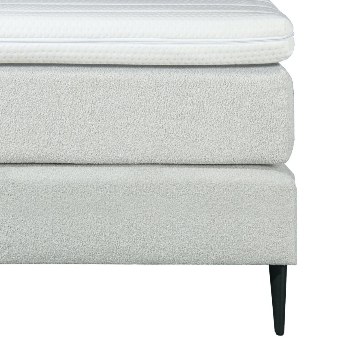 Mörgenn Bouclé Eenpersoons Boxspring Wit 90x210 - Afbeelding 3