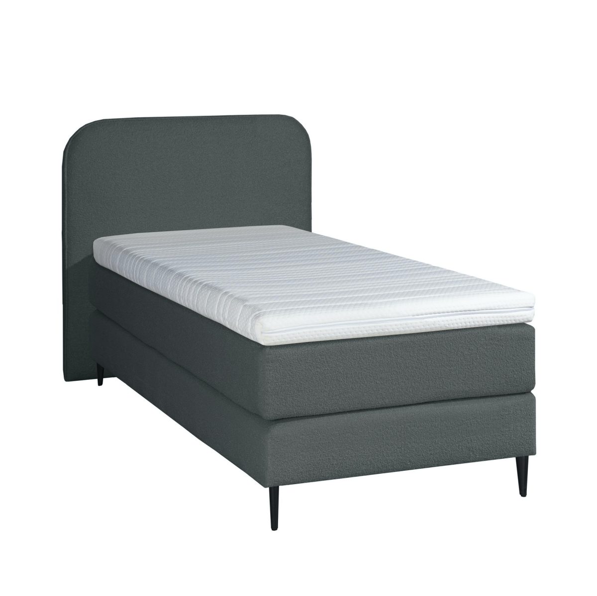 Mörgenn Bouclé Eenpersoons Boxspring Antraciet 90x210 - Afbeelding 1