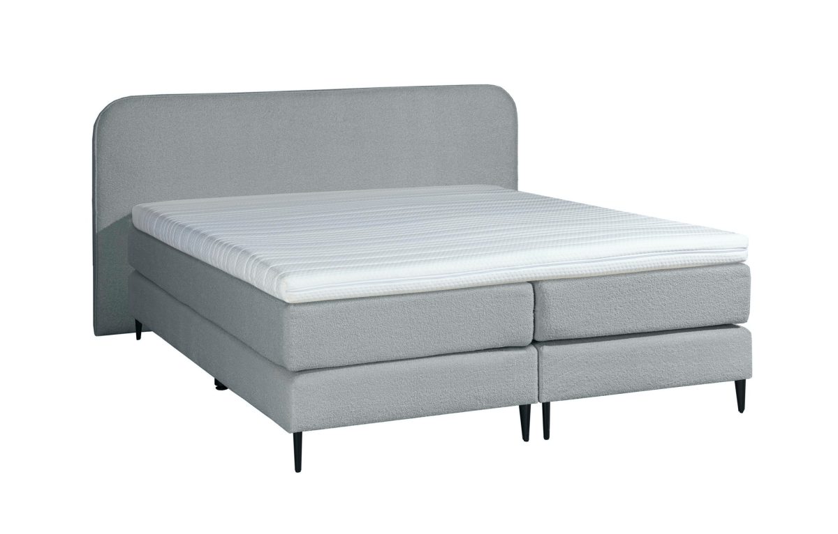 Mörgenn Bouclé Boxspring Grijs 140x200 - Afbeelding 1