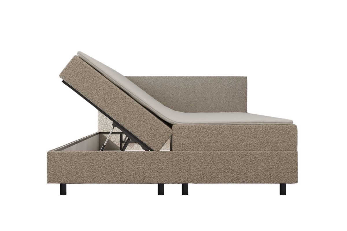 Mörgenn Opberg Boxspring Bouclé Beige 140x200 - Afbeelding 1