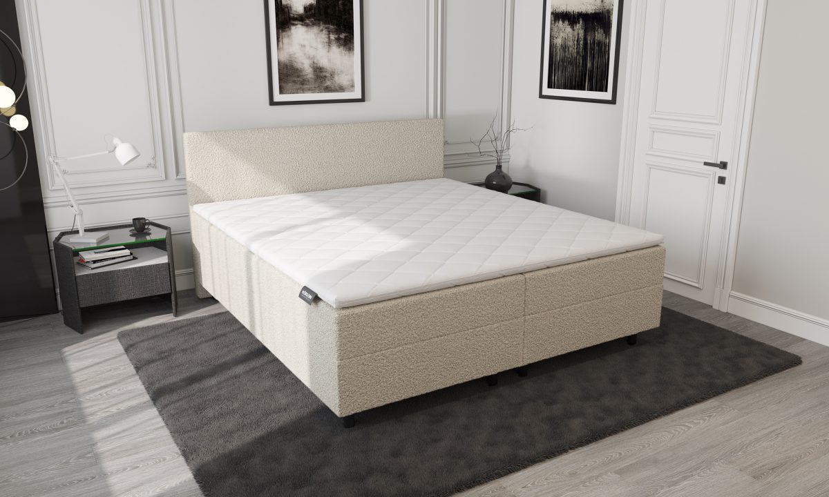 Mörgenn Opberg Boxspring Bouclé Beige 140x200 - Afbeelding 5