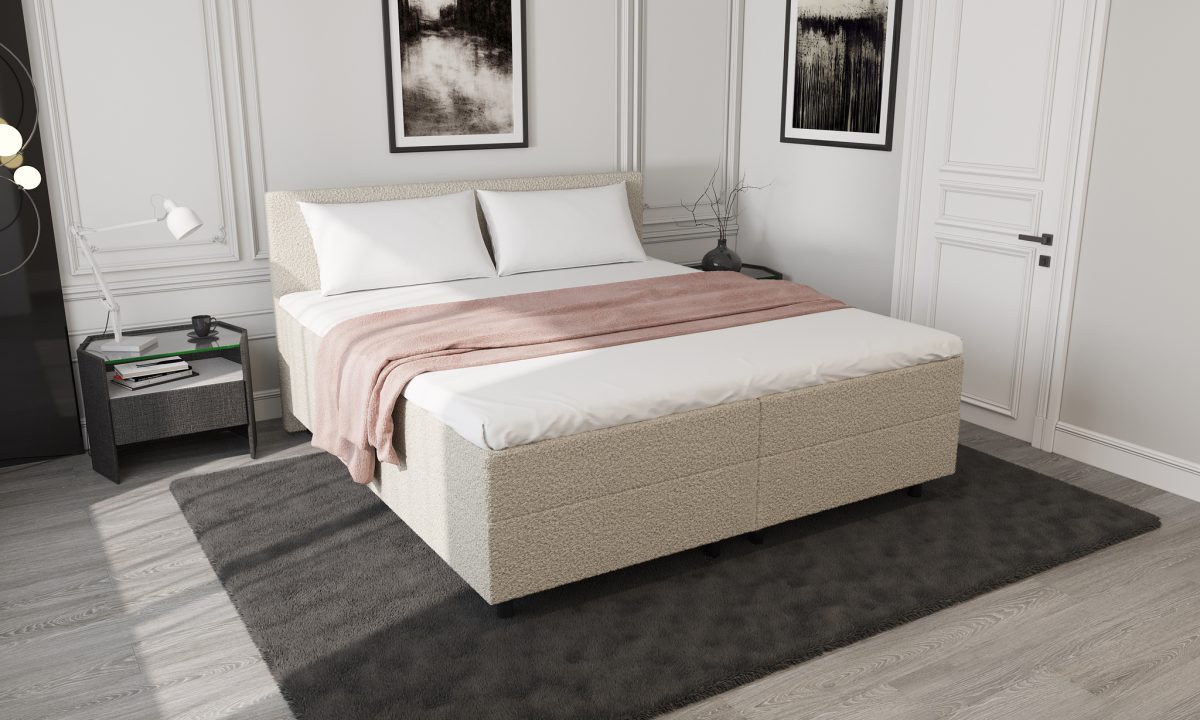 Mörgenn Opberg Boxspring Bouclé Beige 160x200 - Afbeelding 6