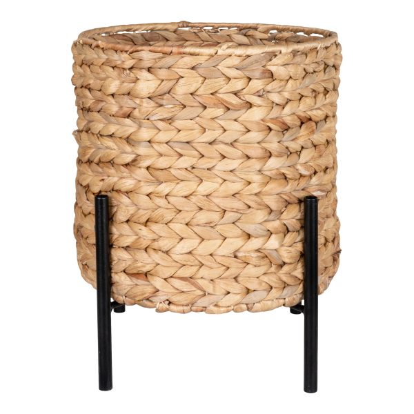 Antas Planter - Antas Planter in waterhyacint, rond, naturel/zwart, 26,5x26,5x28 cm