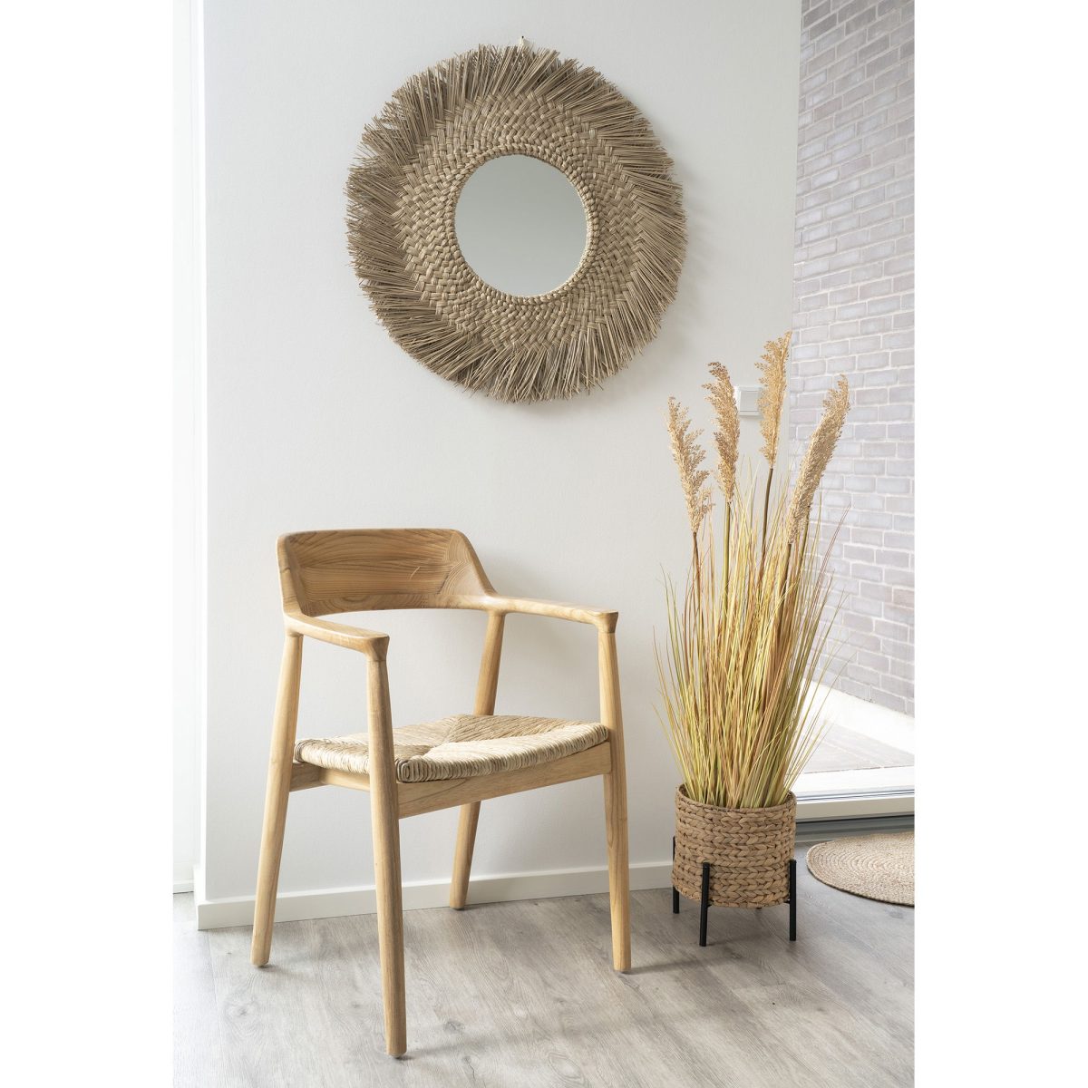 Antas Planter - Antas Planter in waterhyacint, rond, naturel/zwart, 26,5x26,5x28 cm - Afbeelding 2