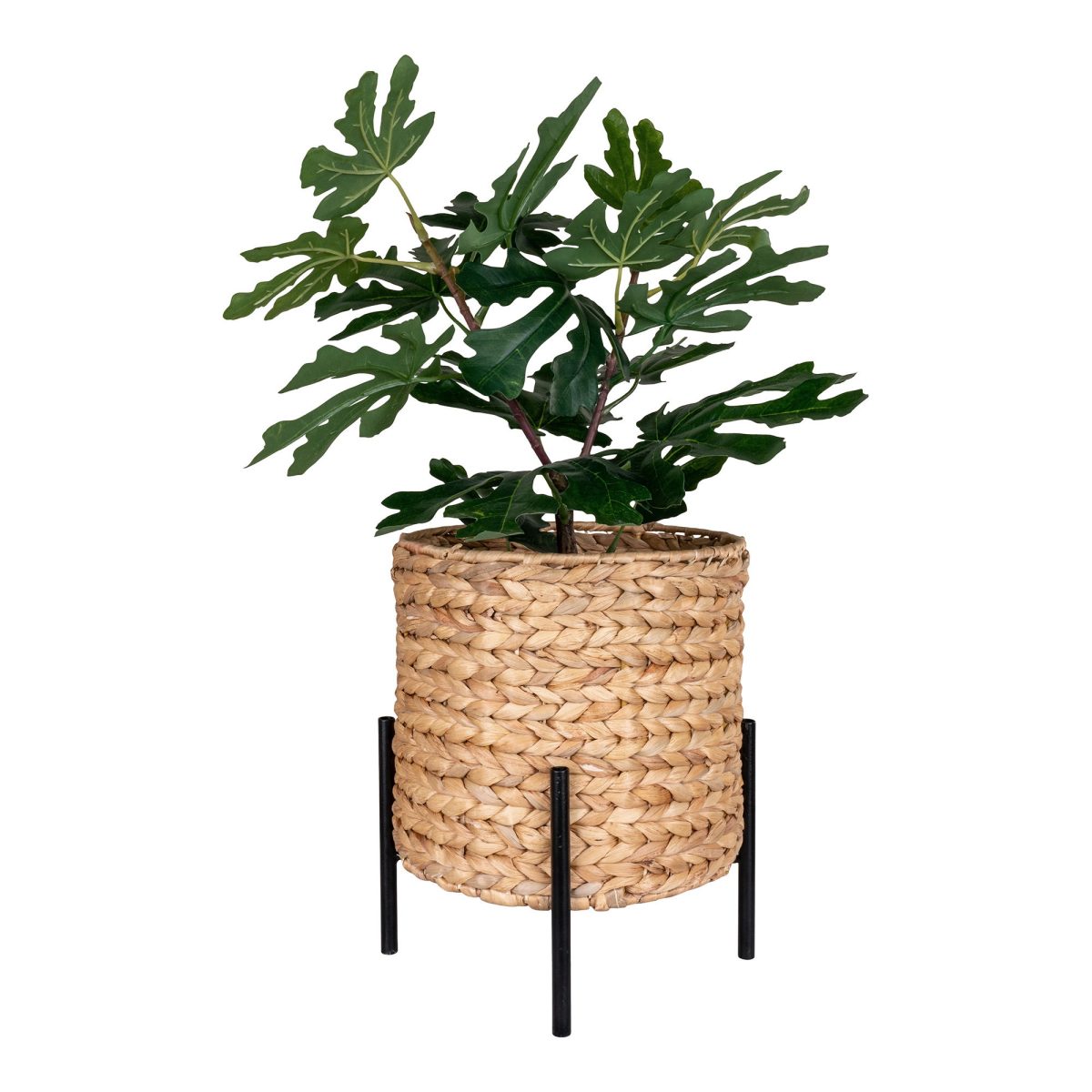 Antas Planter - Antas Planter in waterhyacint, rond, naturel/zwart, 26,5x26,5x28 cm - Afbeelding 3